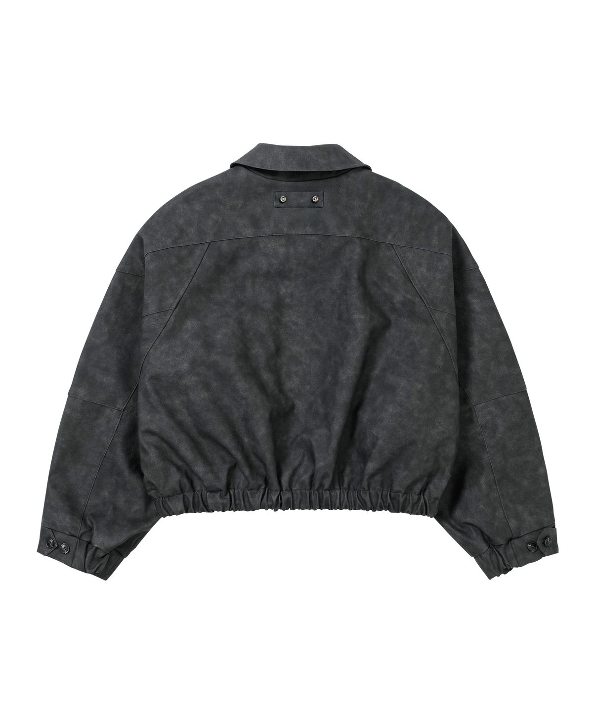 아조바이아조(AJOBYAJO) [POG:SERVICE x AJOBYAJO] Faded Panel Faux Leather Jacket [BLACK]