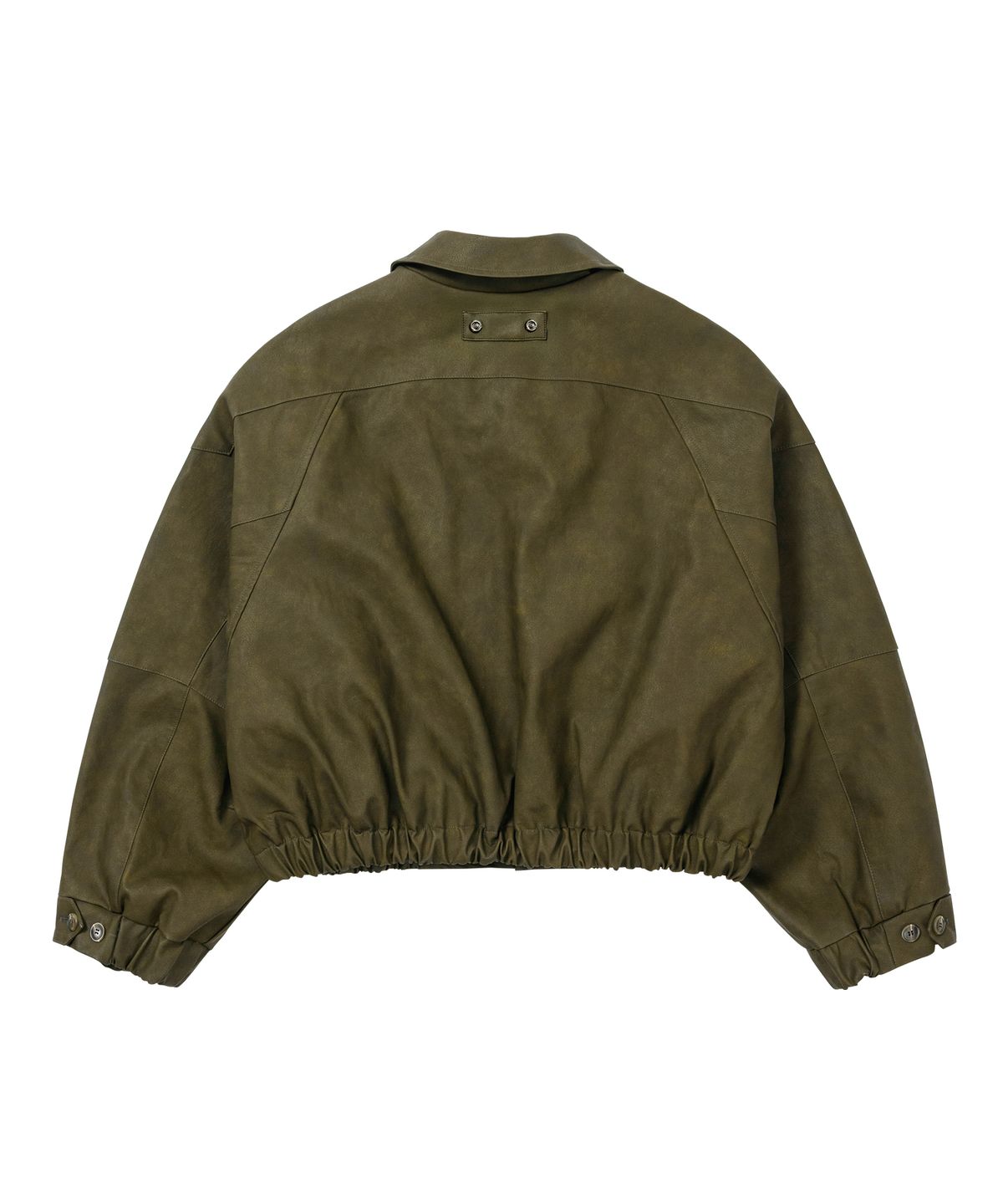 아조바이아조(AJOBYAJO) [POG:SERVICE x AJOBYAJO] Faded Panel Faux Leather Jacket [KHAKI]