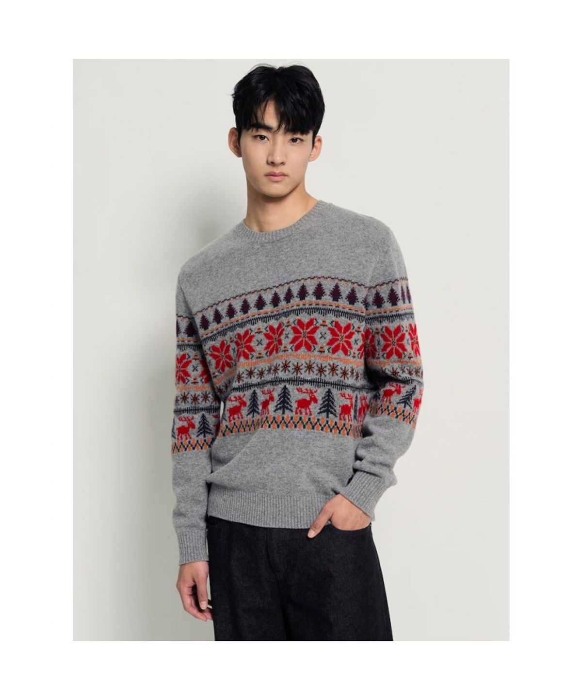 빈폴 멘(BEANPOLE MEN) 홀리데이 페어아일 니트  그레이