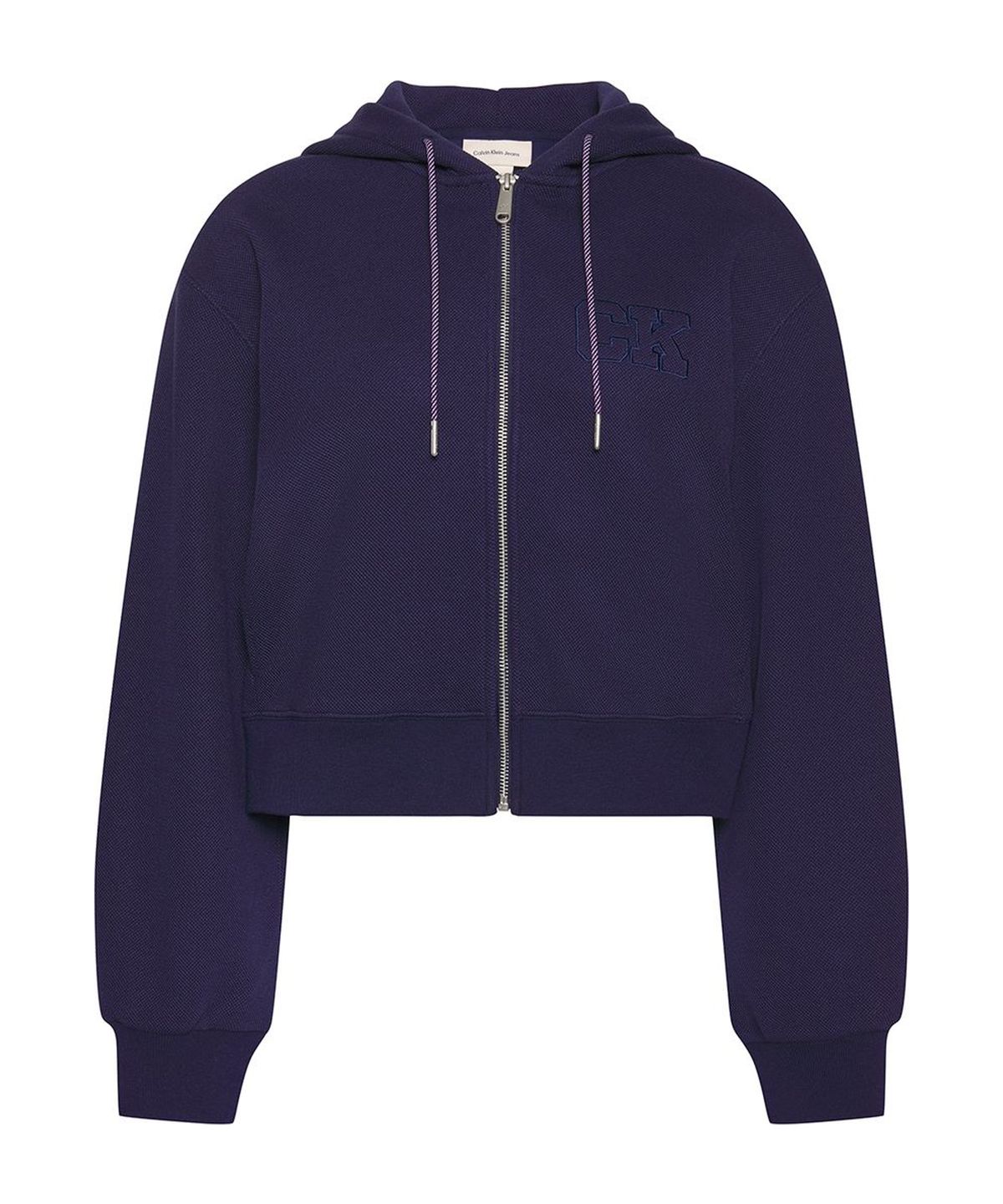 캘빈클라인 진(CALVIN KLEIN JEANS) 여성 릴렉스 크롭 집업 후디 스웻셔츠 47F236G 9EI