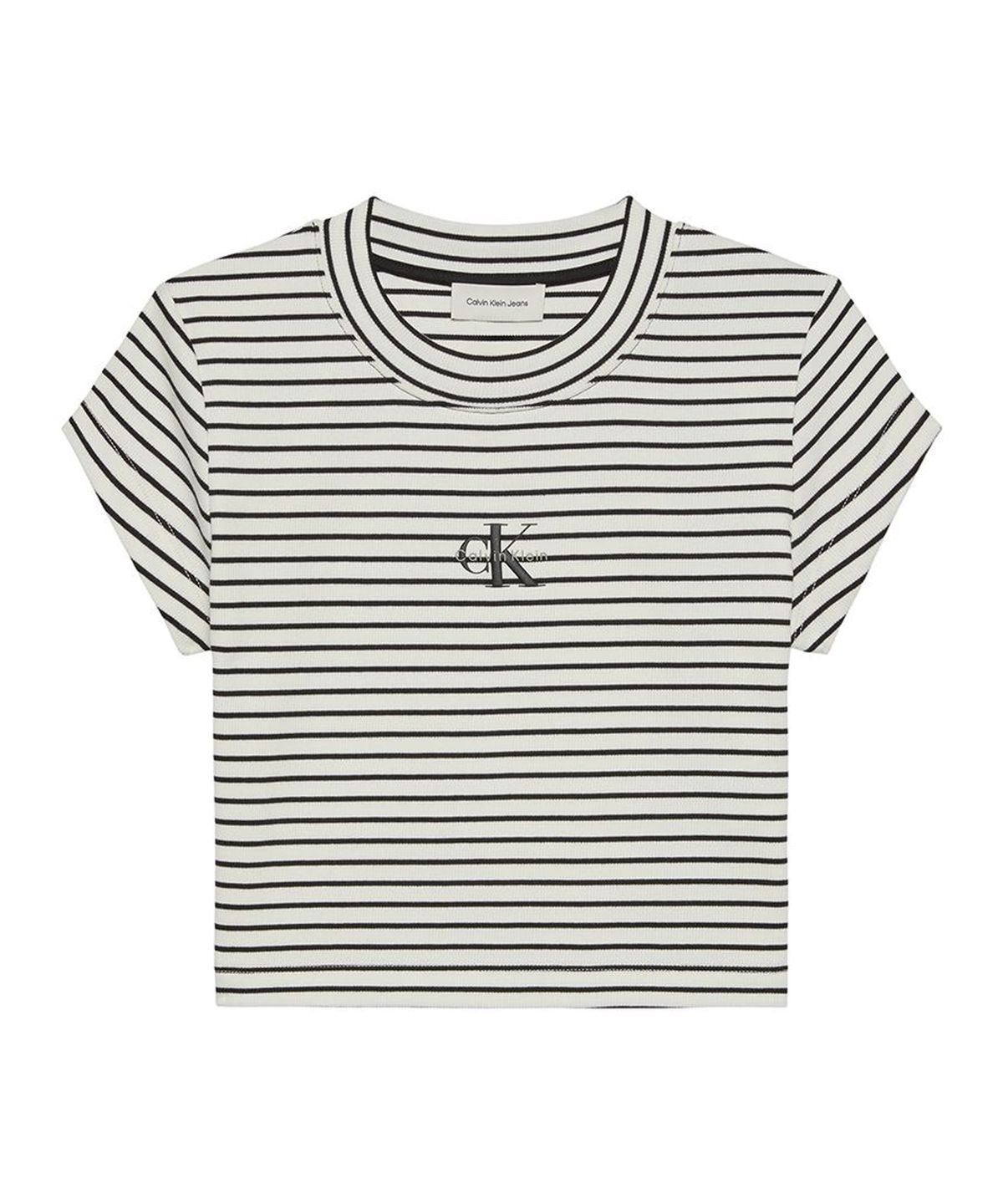 캘빈클라인 진(CALVIN KLEIN JEANS) 여성 스트라이프 모노로고 베이비립 반팔 티셔츠 47F833G XDY