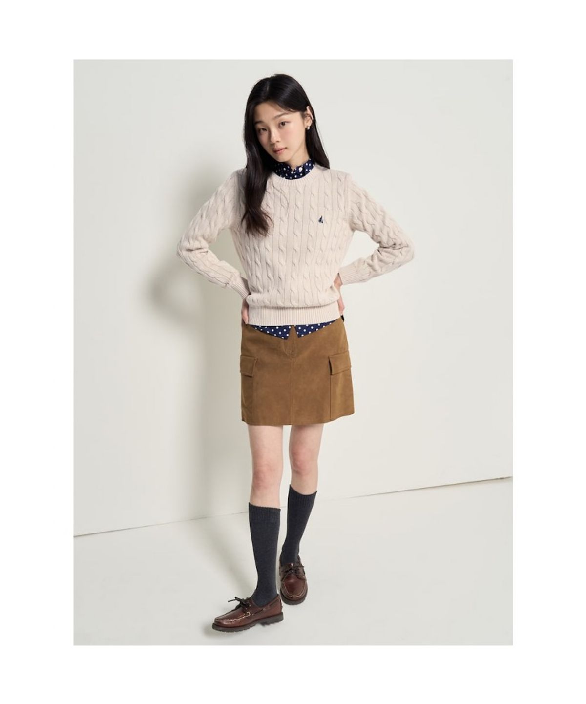 빈폴 멘(BEANPOLE MEN) 남녀공용 코튼 케이블 니트  아이보리