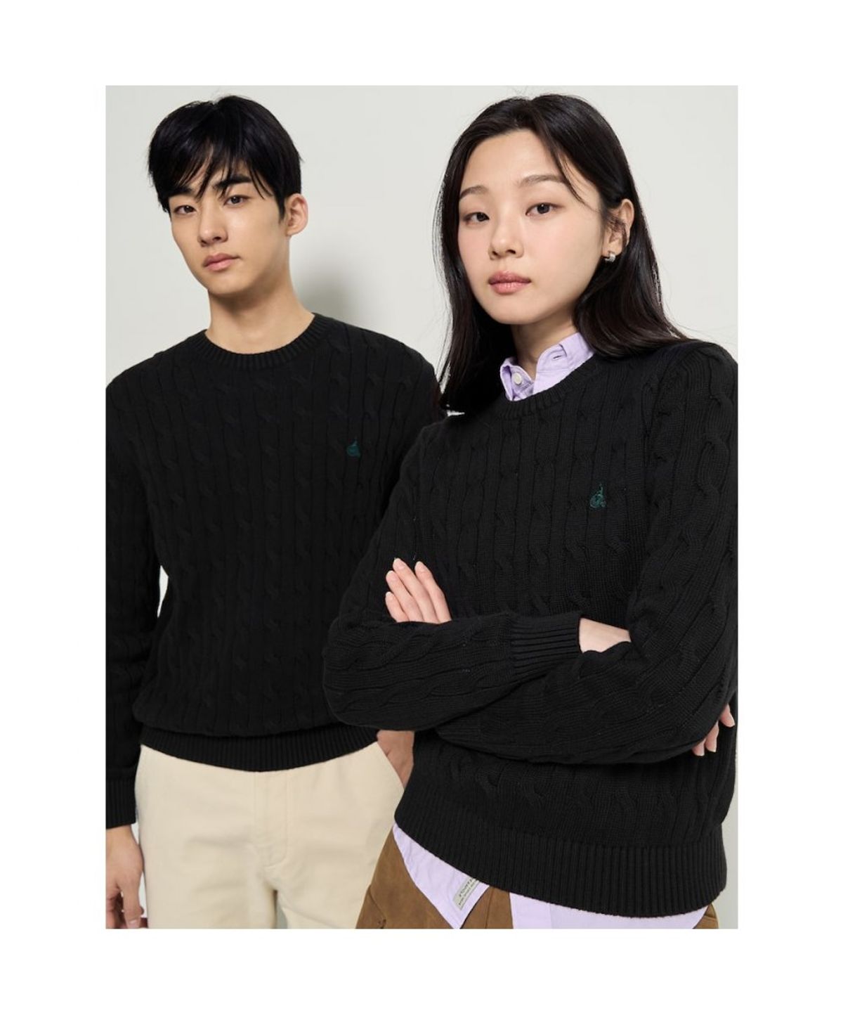 빈폴 멘(BEANPOLE MEN) 남녀공용 코튼 케이블 니트  블랙