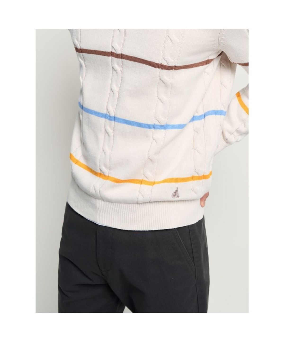 빈폴 멘(BEANPOLE MEN) 케이블 스트라이프 니트  아이보리
