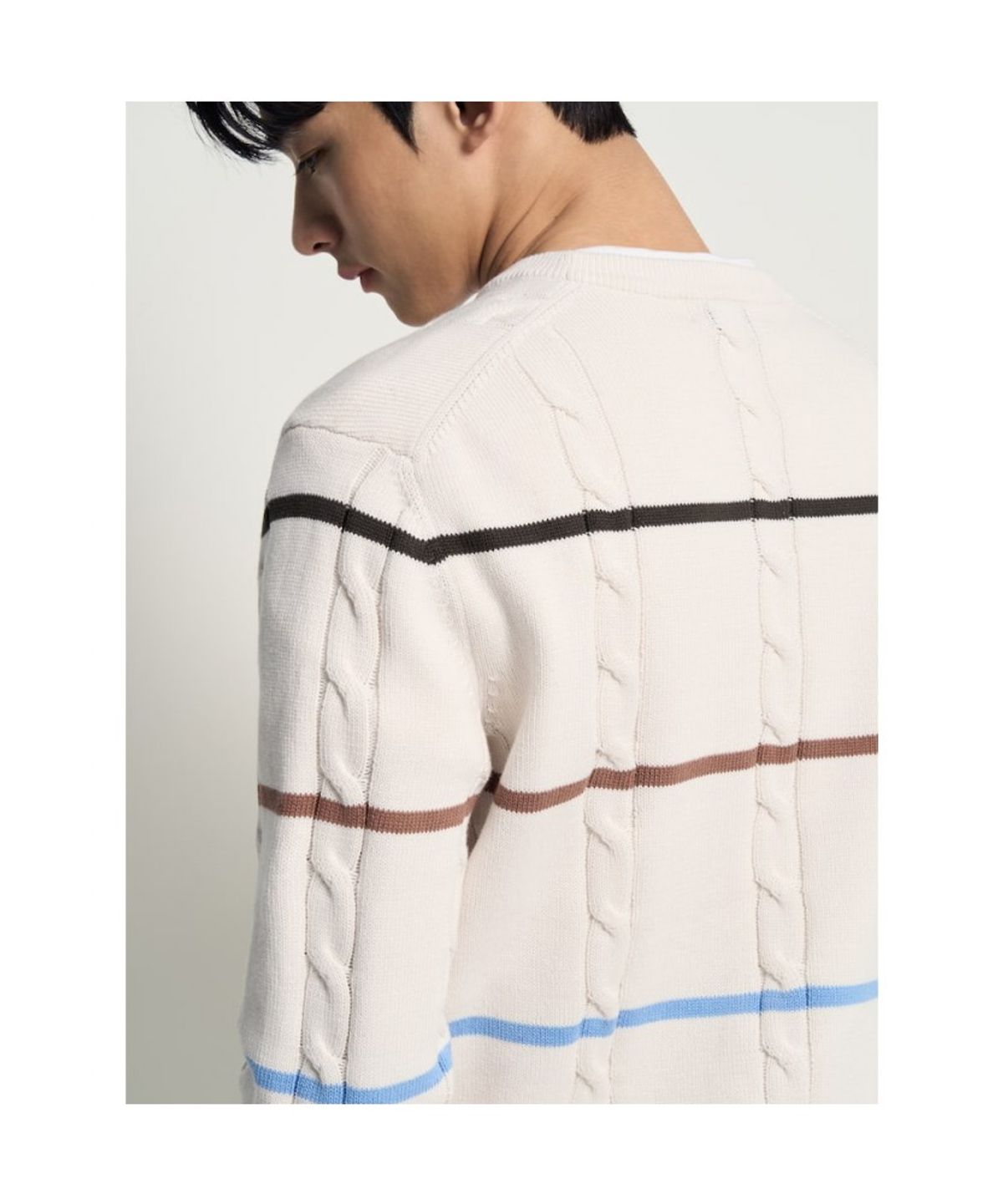 빈폴 멘(BEANPOLE MEN) 케이블 스트라이프 니트  아이보리