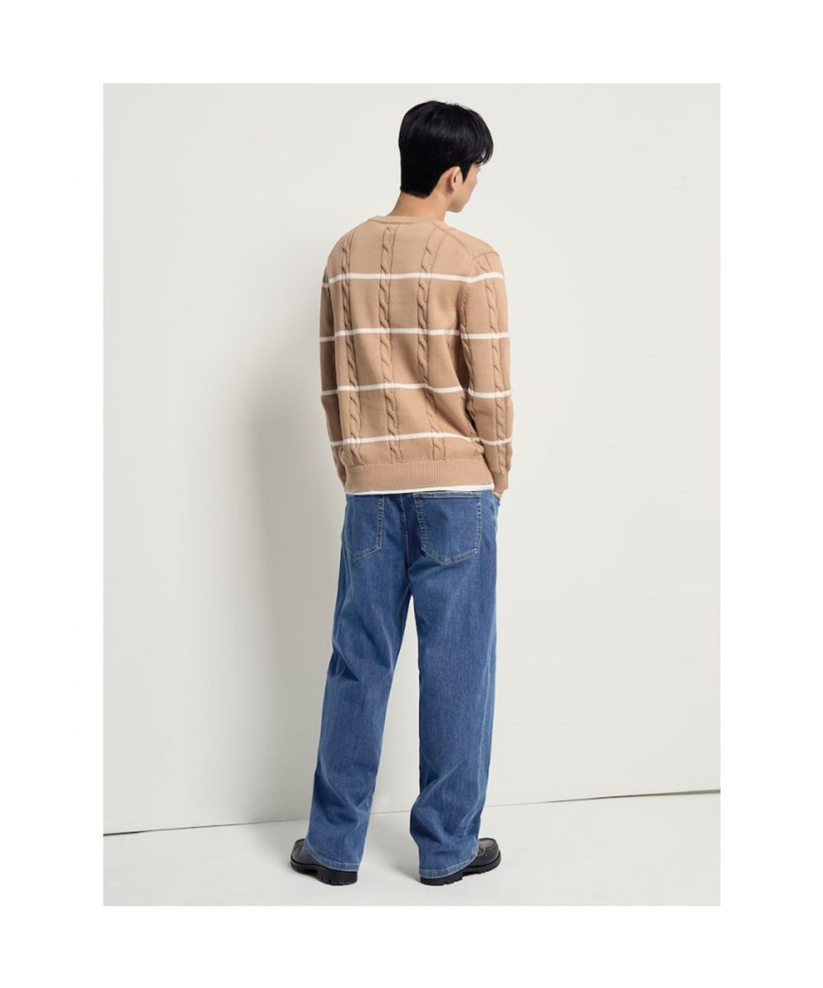 빈폴 멘(BEANPOLE MEN) 케이블 스트라이프 니트  베이지