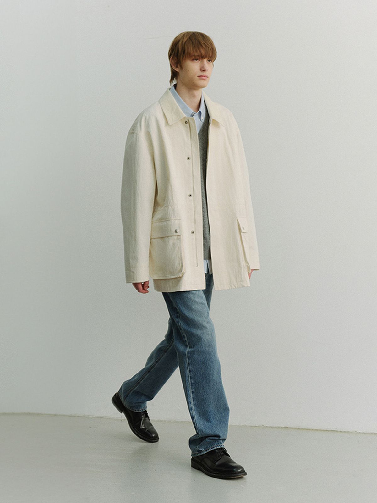 던스트 포 맨(DUNST FOR MEN) COTTON CHORE JACKET_UNISEX_UDJA6A101_OFF WHITE