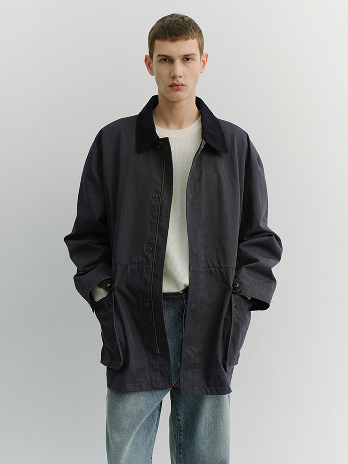 던스트 포 맨(DUNST FOR MEN) COTTON CHORE JACKET_UNISEX_UDJA6A101_INDIGO NAVY
