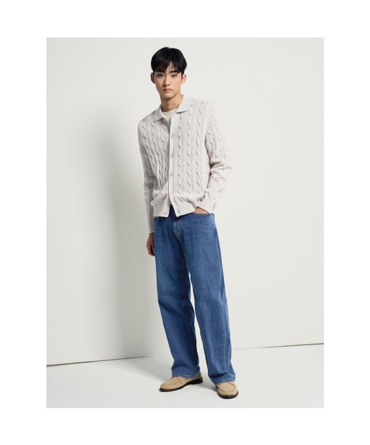 빈폴 멘(BEANPOLE MEN) 케이블 칼라넥 카디건  베이지
