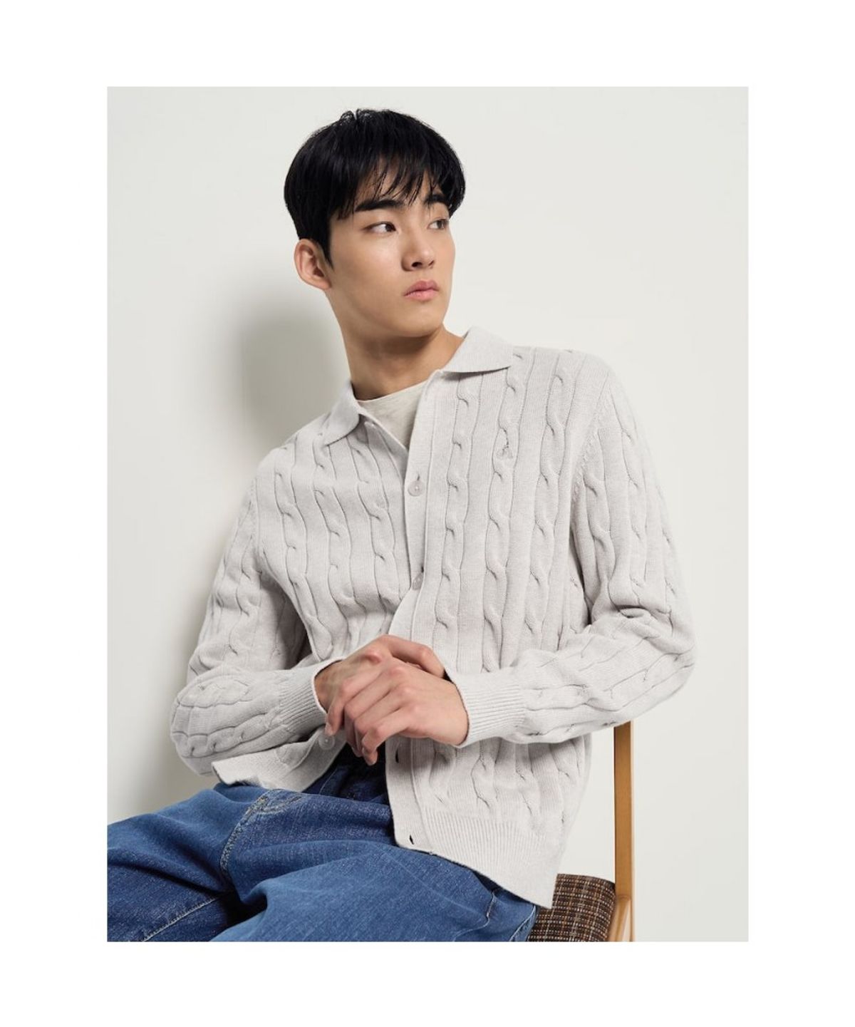 빈폴 멘(BEANPOLE MEN) 케이블 칼라넥 카디건  베이지