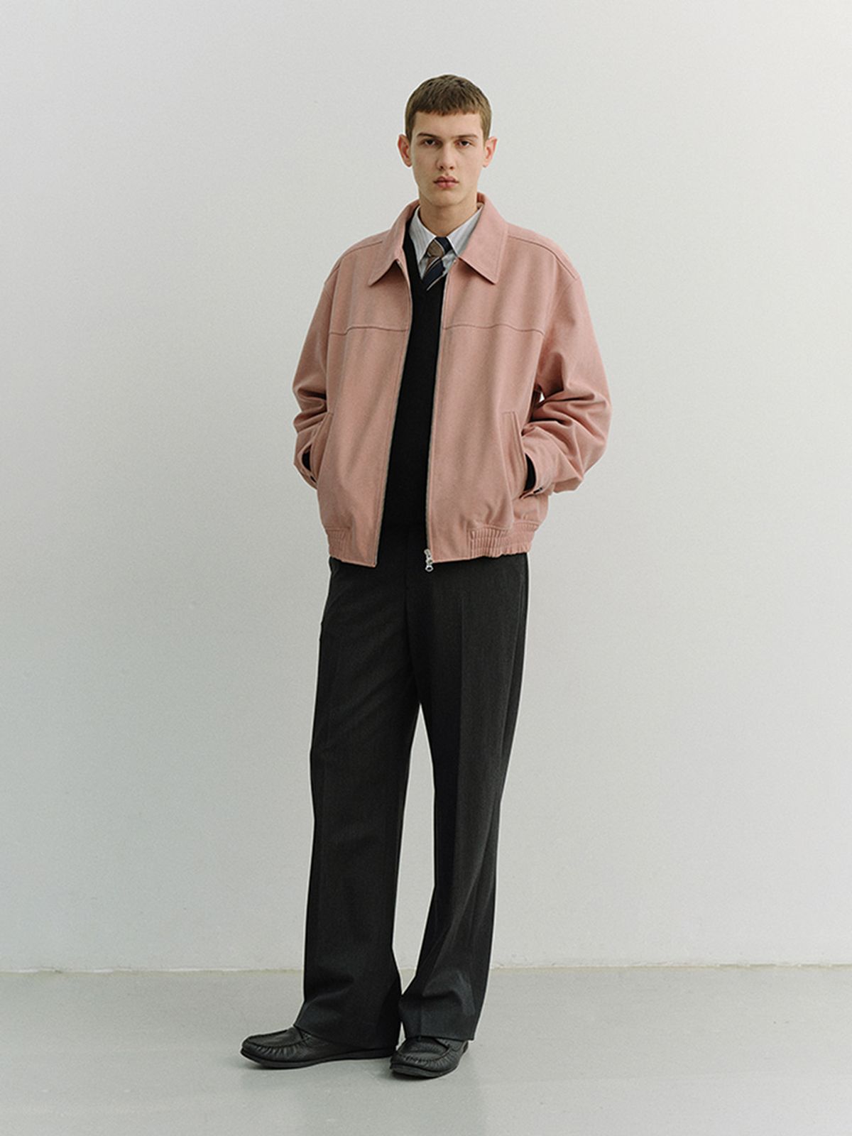 던스트 포 맨(DUNST FOR MEN) ALTER-SUEDE COLLARED BLOUSON_UNISEX_UDJU6A107_SOFT PINK