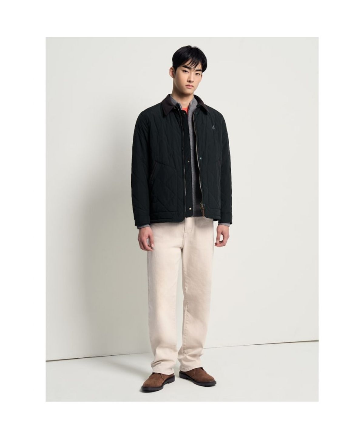 빈폴 멘(BEANPOLE MEN) 다이아 퀼팅 패딩 사파리  그린