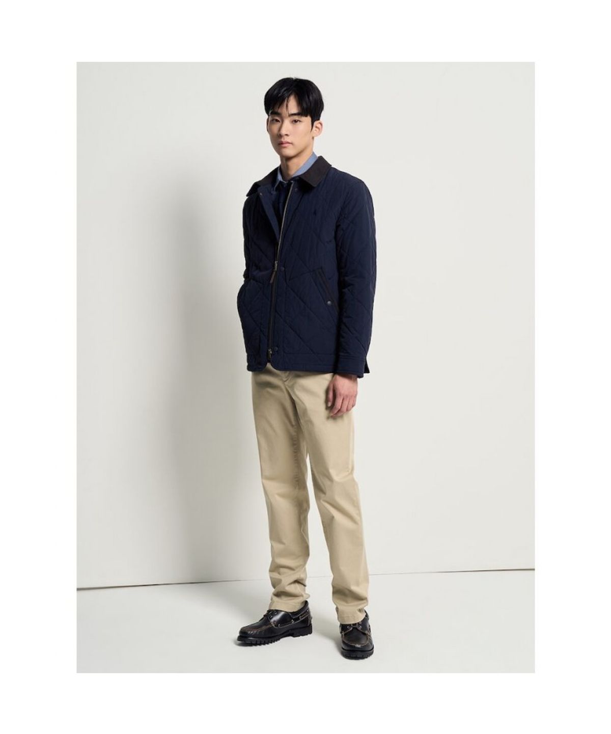 빈폴 멘(BEANPOLE MEN) 다이아 퀼팅 패딩 사파리  네이비