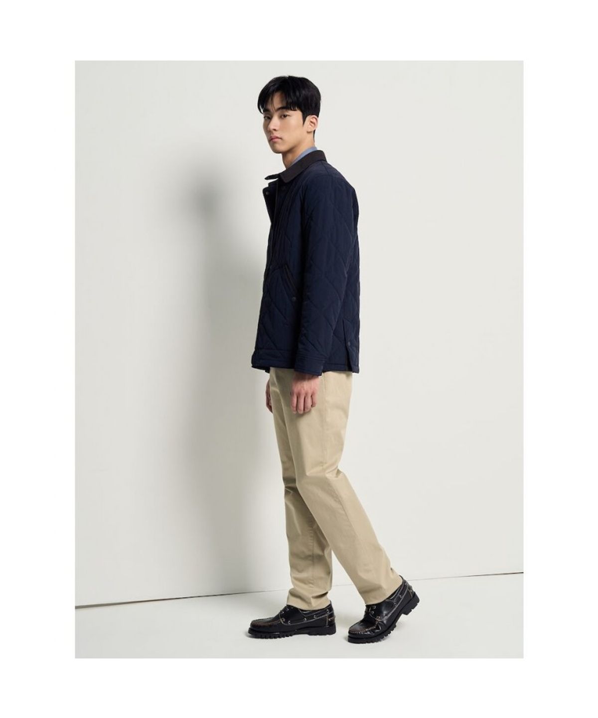 빈폴 멘(BEANPOLE MEN) 다이아 퀼팅 패딩 사파리  네이비