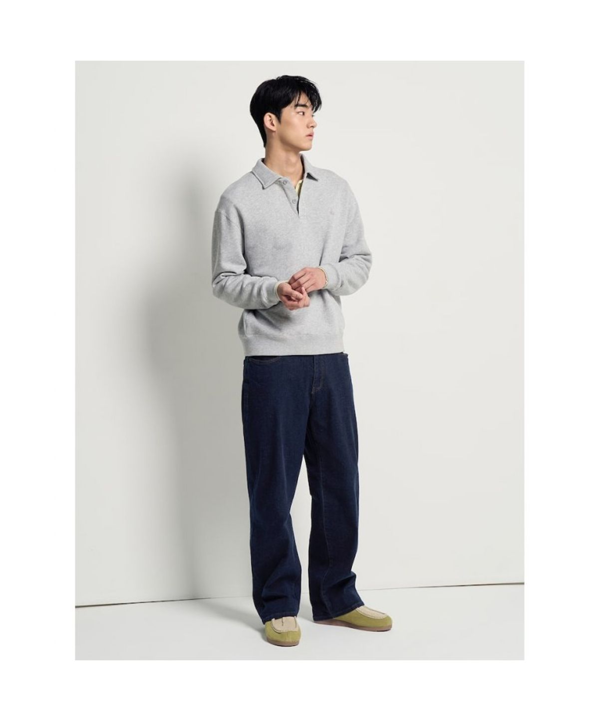 빈폴 멘(BEANPOLE MEN) 솔리드 칼라넥 스웨트 셔츠  라이트 그레이