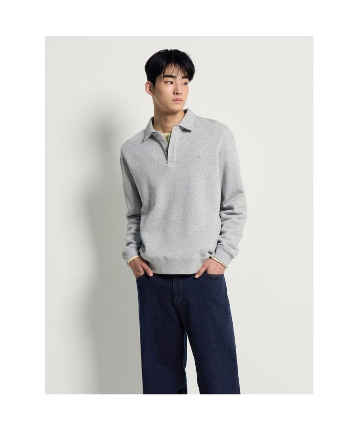 빈폴 멘(BEANPOLE MEN) 솔리드 칼라넥 스웨트 셔츠  라이트 그레이