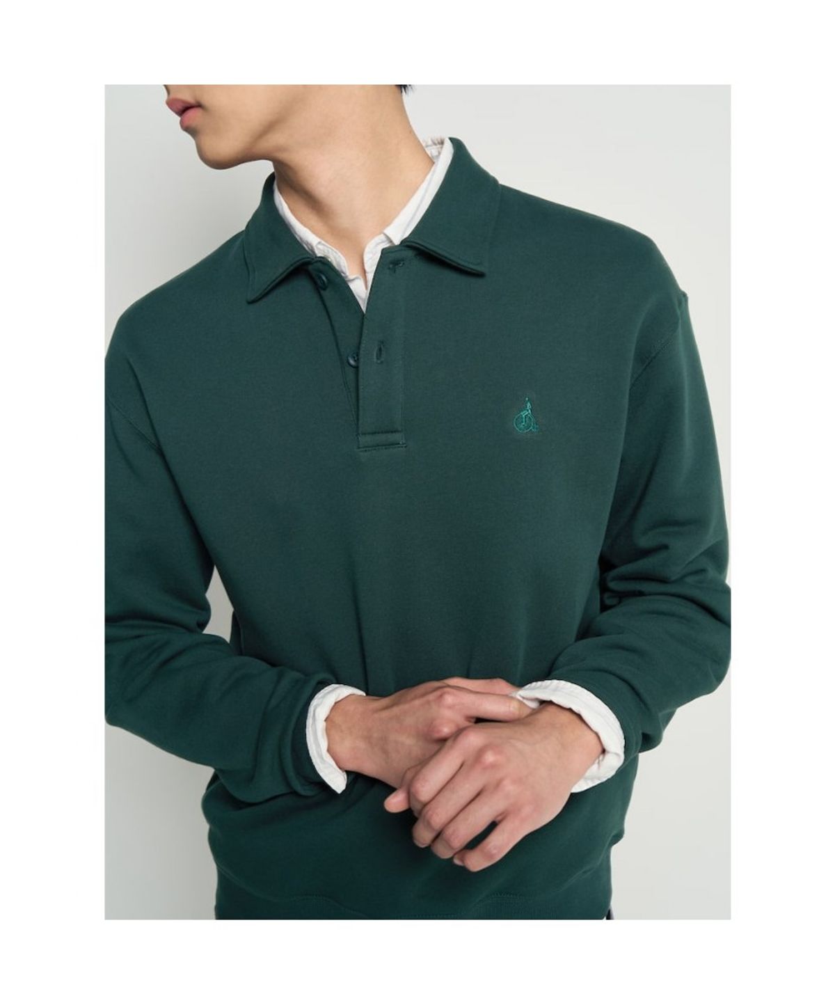 빈폴 멘(BEANPOLE MEN) 솔리드 칼라넥 스웨트 셔츠  그린