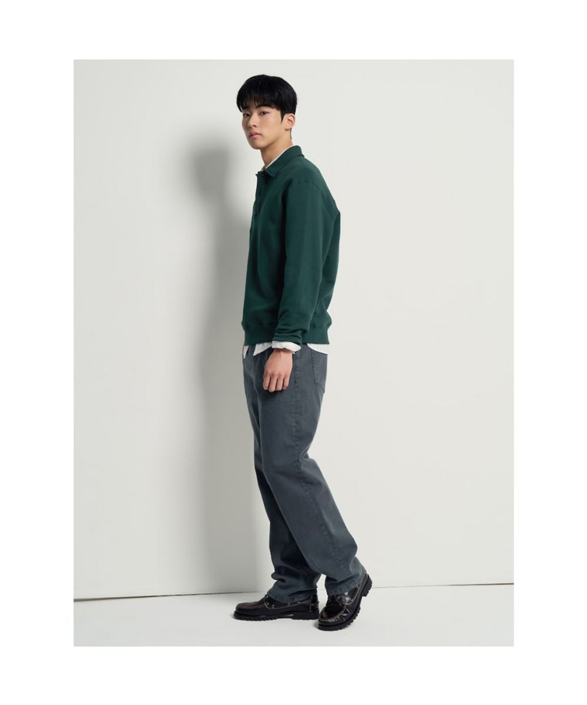 빈폴 멘(BEANPOLE MEN) 솔리드 칼라넥 스웨트 셔츠  그린