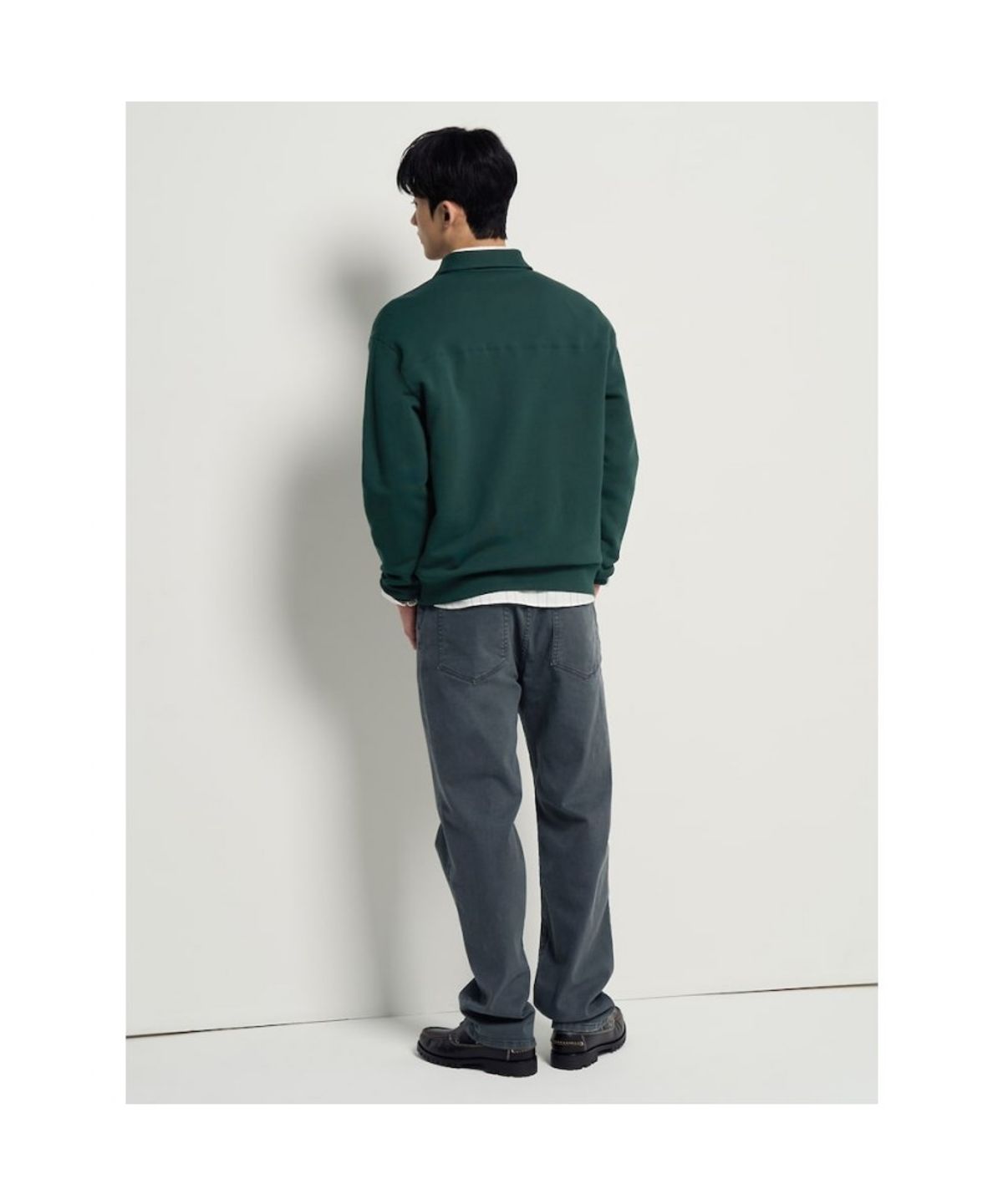 빈폴 멘(BEANPOLE MEN) 솔리드 칼라넥 스웨트 셔츠  그린
