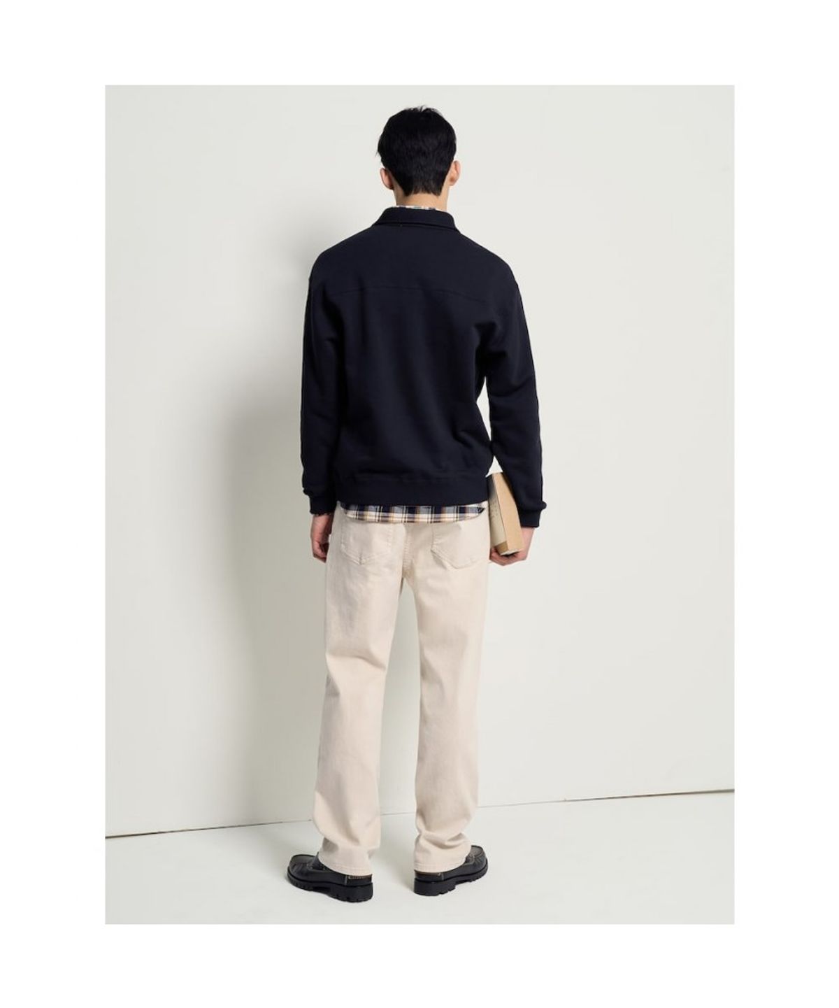빈폴 멘(BEANPOLE MEN) 솔리드 칼라넥 스웨트 셔츠  네이비