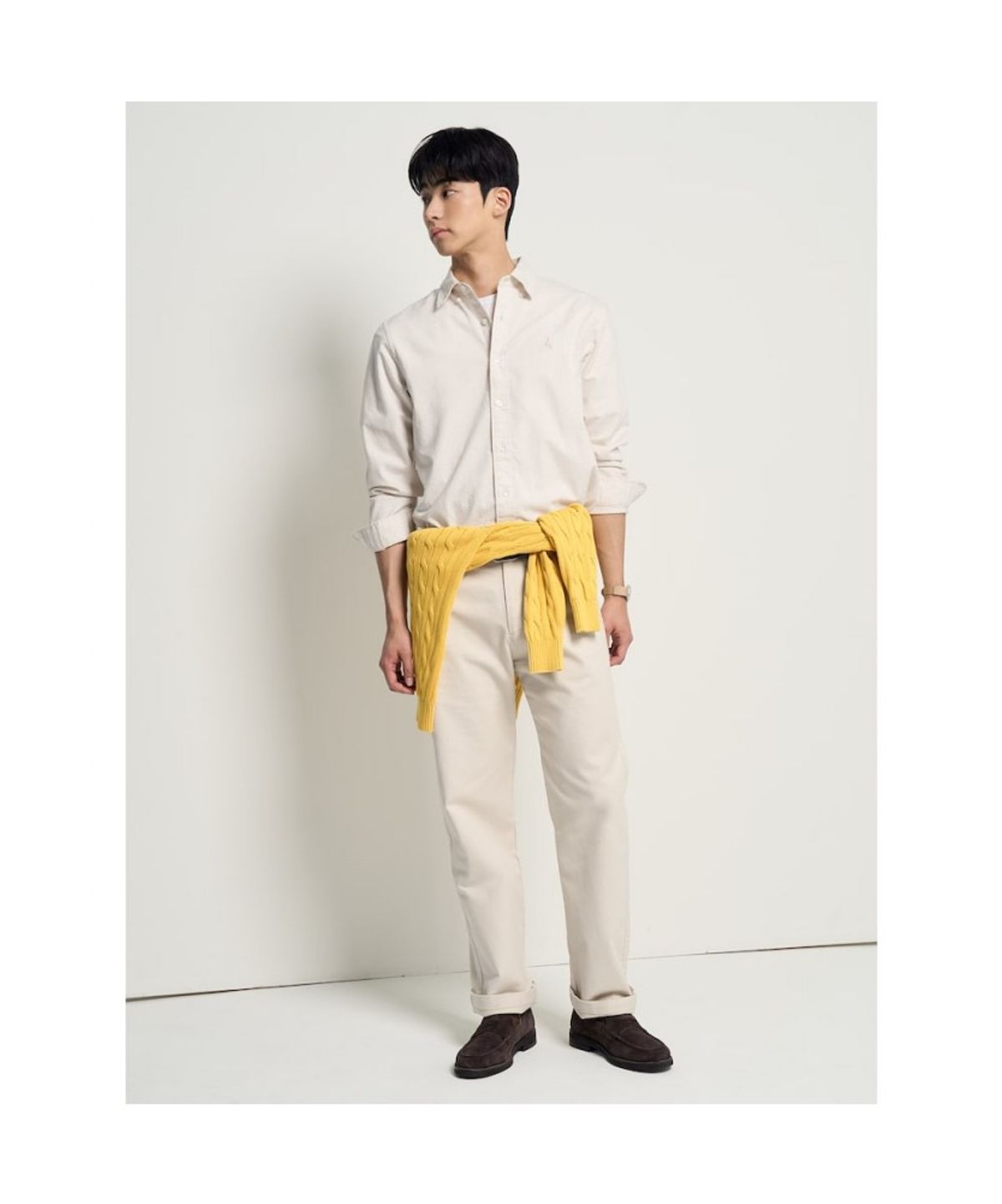 빈폴 멘(BEANPOLE MEN) 소프트 브러시드 코튼 솔리드 셔츠  아이보리