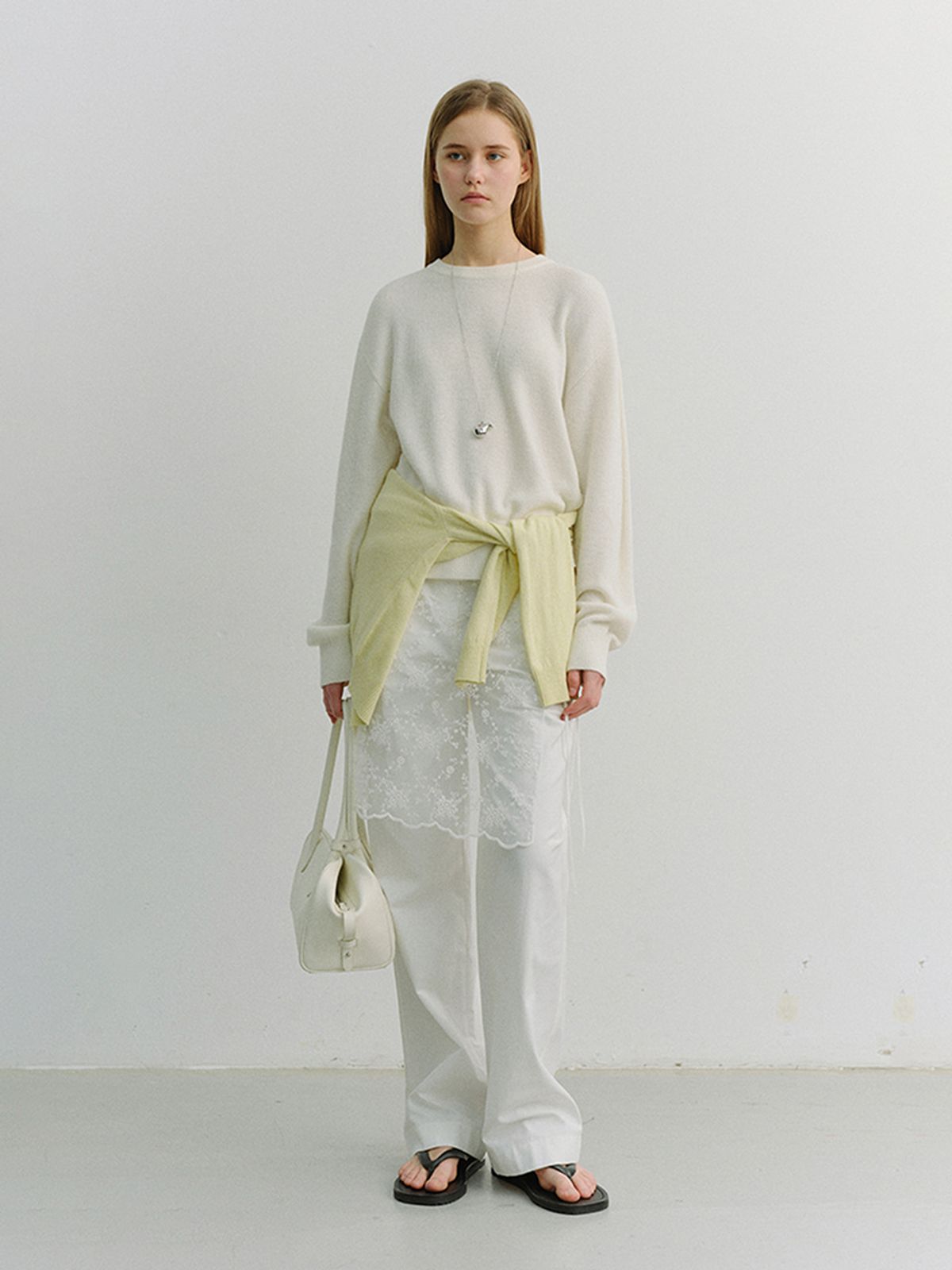 던스트(DUNST) UNISEX BUTTONED CREWNECK SWEATER_UDSW6A107_IVORY
