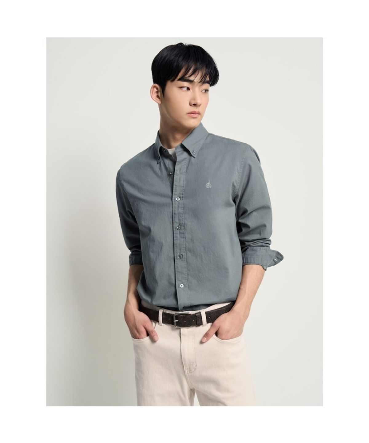 빈폴 멘(BEANPOLE MEN) 약브러쉬드 트윌 솔리드 셔츠  카키