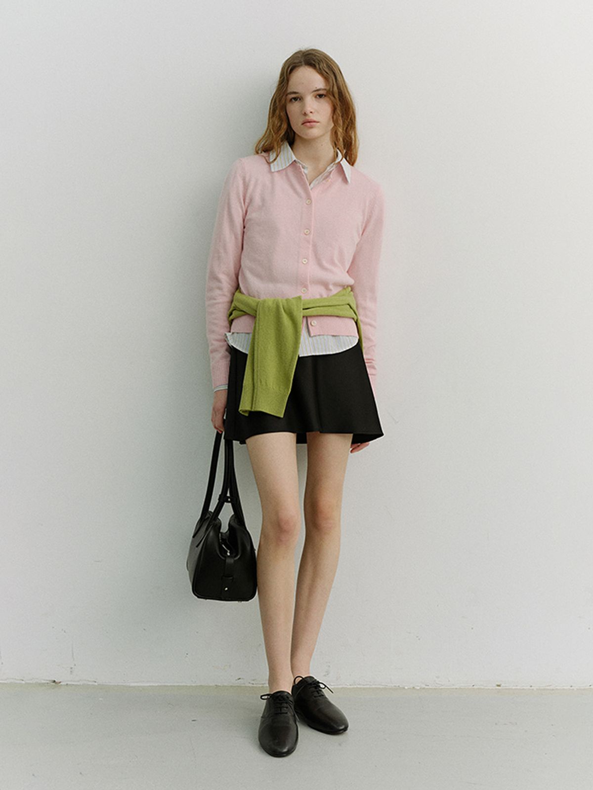 던스트(DUNST) ESSENTIAL CREWNECK KNIT CARDIGAN_UDSW6A209_SOFT PINK