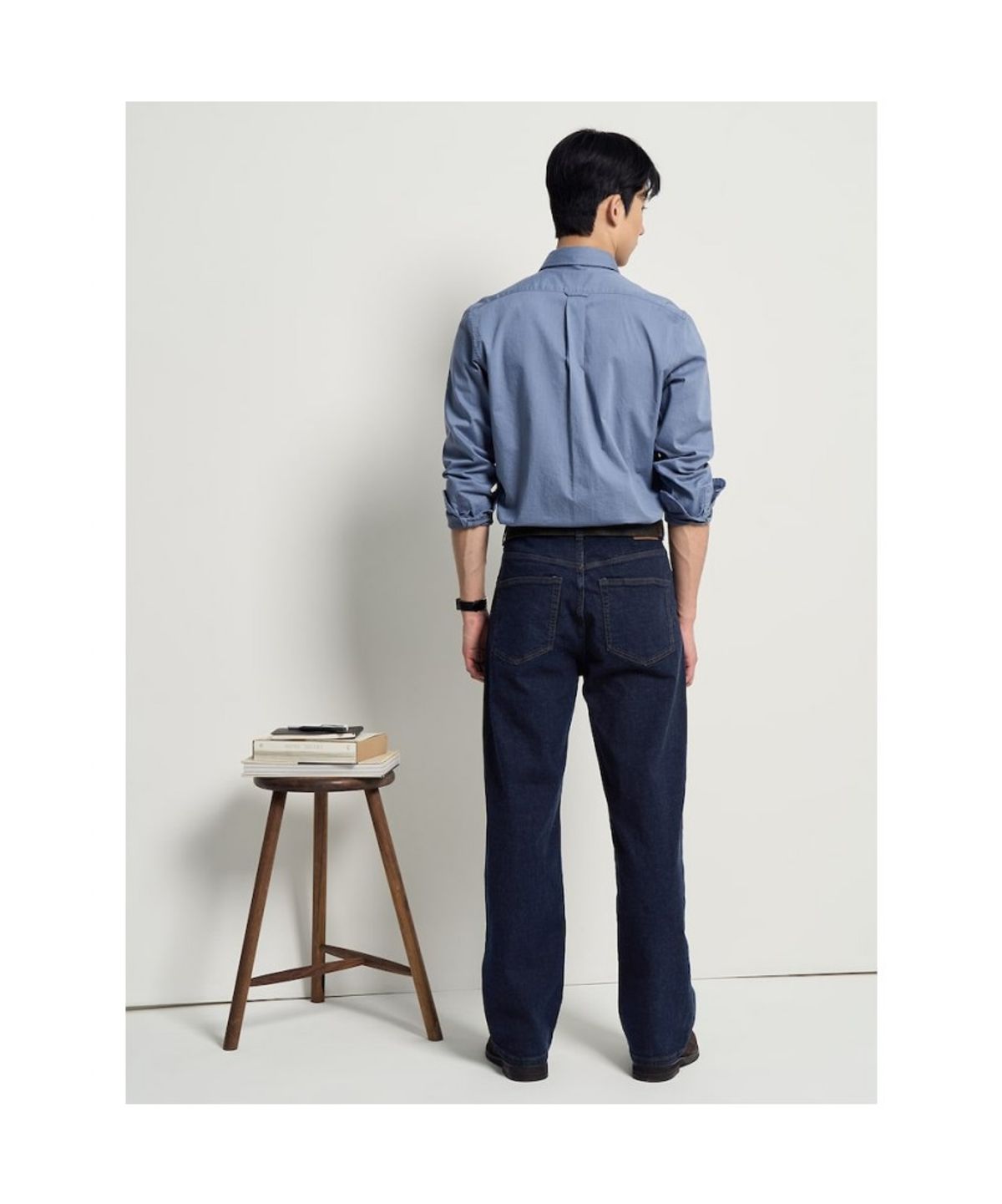 빈폴 멘(BEANPOLE MEN) 약브러쉬드 트윌 솔리드 셔츠  블루