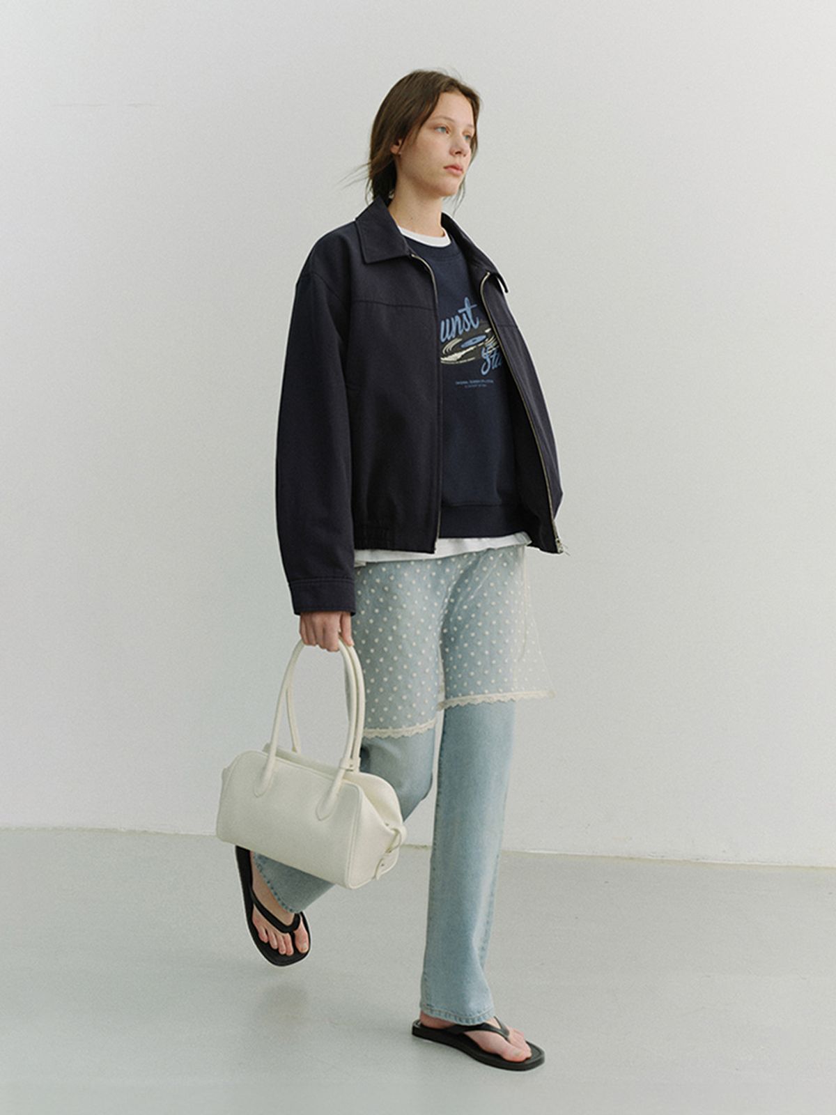 던스트(DUNST) NEEDLEWORK LAYERING SKIRT_UDSK6A209_IVORY