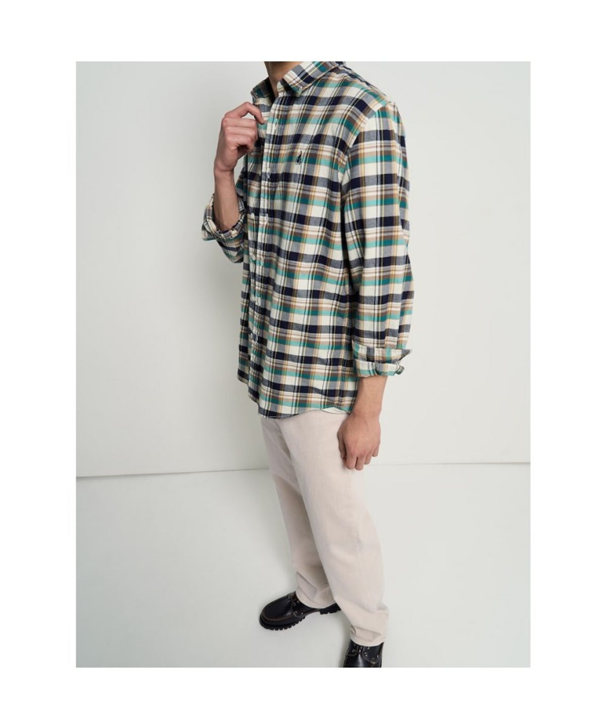 빈폴 멘(BEANPOLE MEN) 컬러 포인트 체크 셔츠  네이비