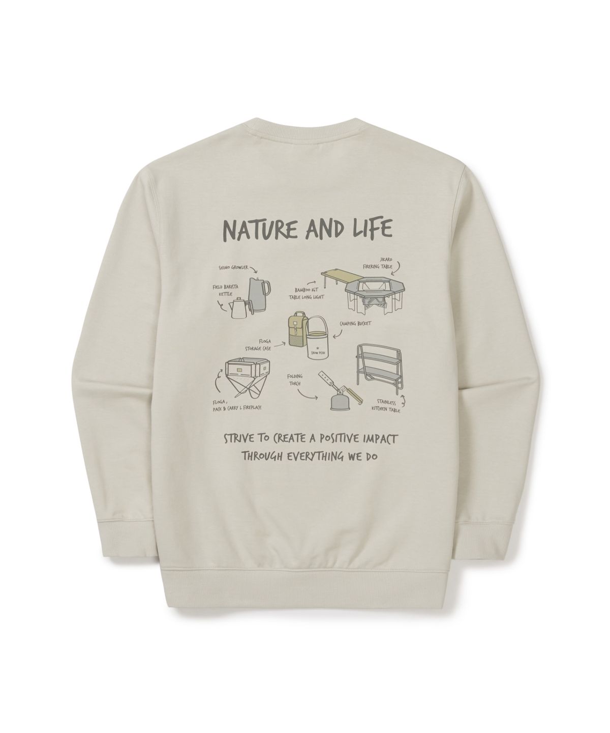 스노우피크 어패럴(SNOWPEAK APPAREL) 기어 그래픽 맨투맨 (S26SMFHT56) Light Beige