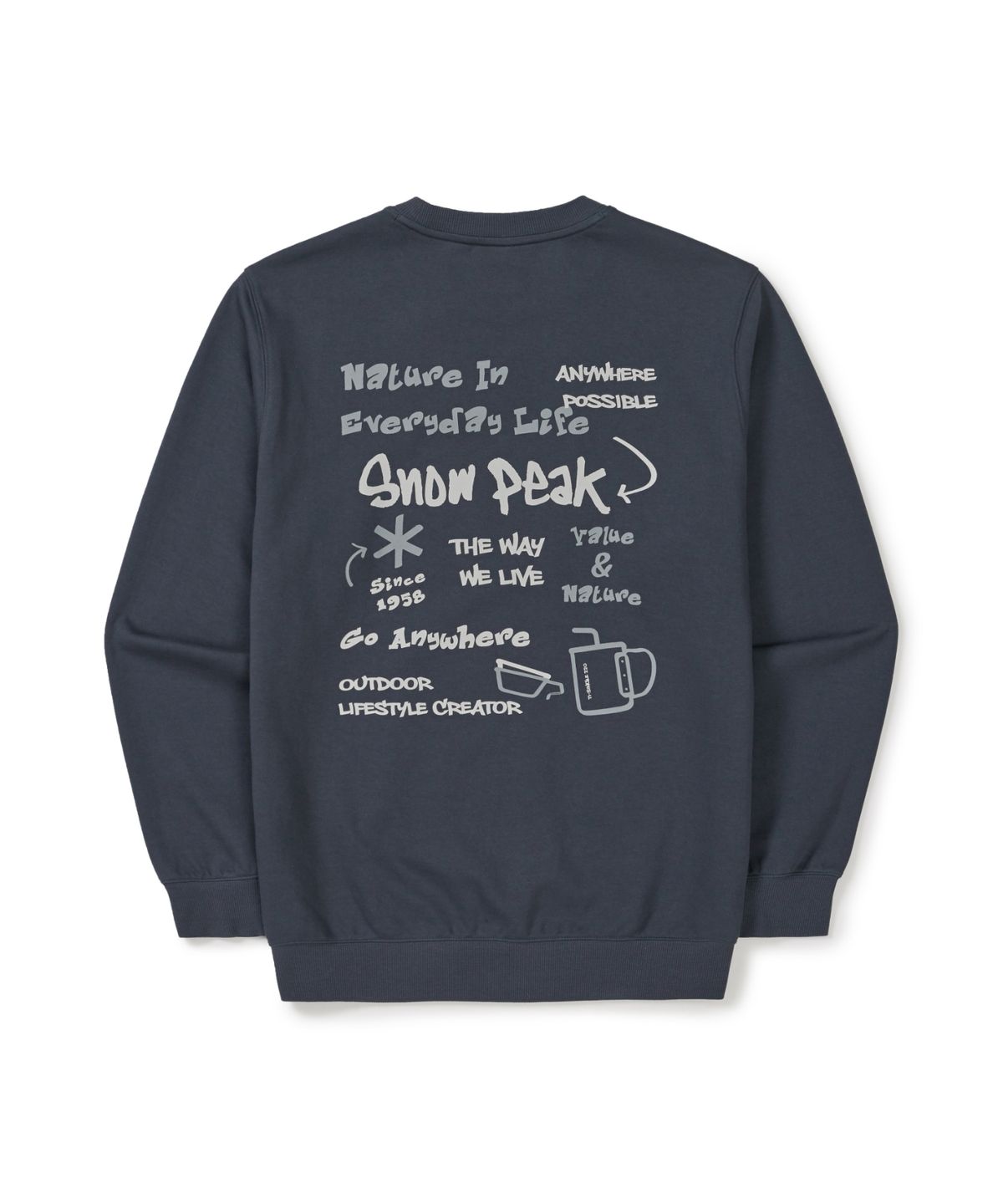 스노우피크 어패럴(SNOWPEAK APPAREL) 두들 그래픽 맨투맨 (S26SMFHT52) Vintage Blue