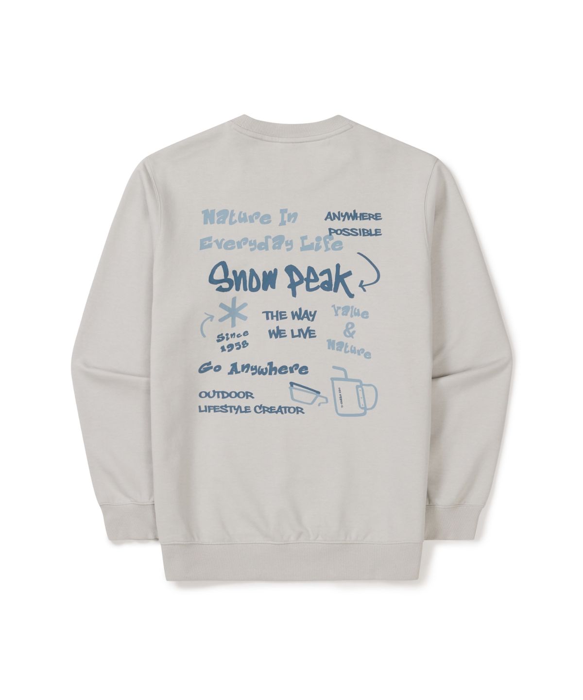 스노우피크 어패럴(SNOWPEAK APPAREL) 두들 그래픽 맨투맨 (S26SMFHT52) Ice Gray