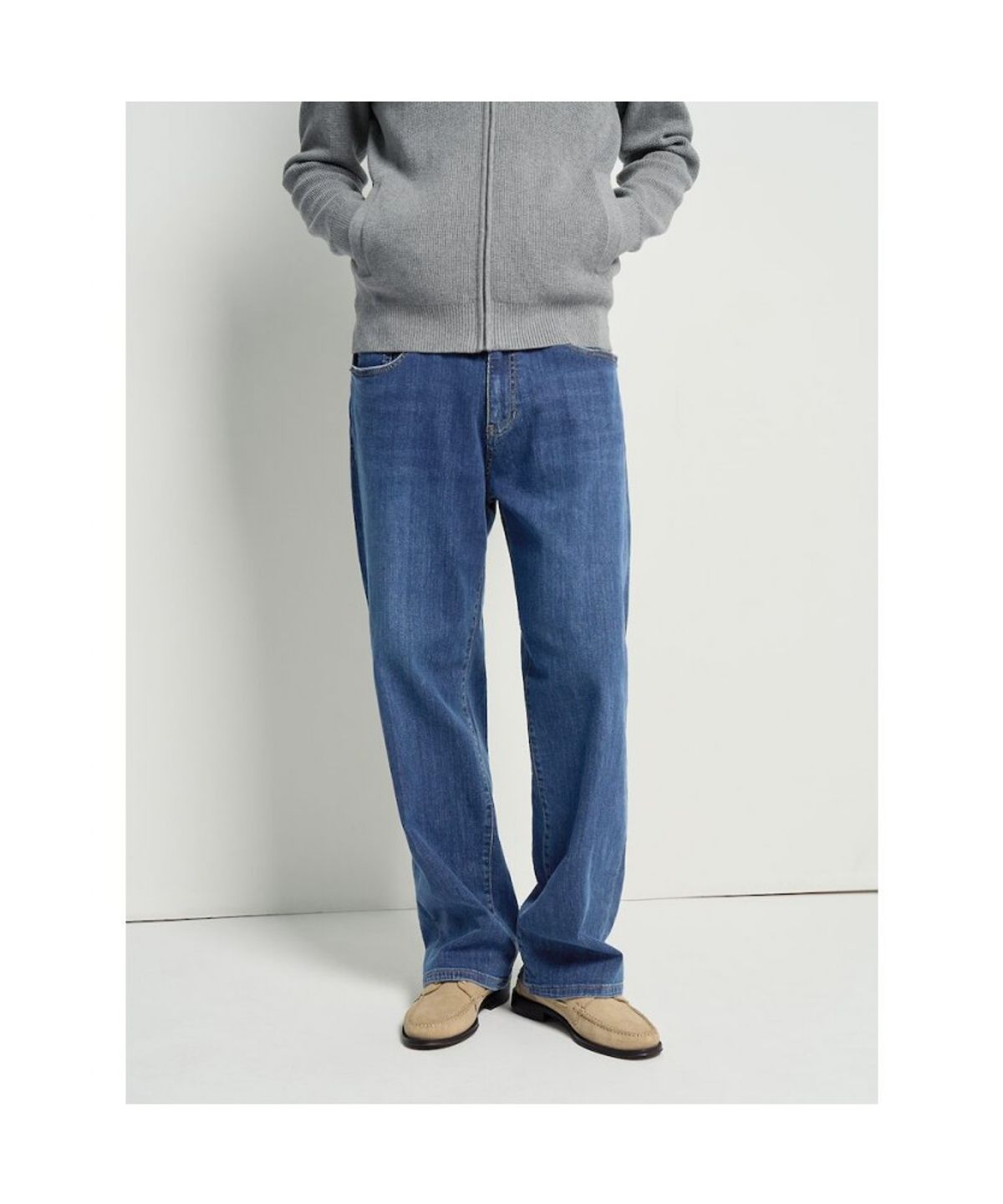 빈폴 멘(BEANPOLE MEN) 세미와이드 데님 팬츠  블루