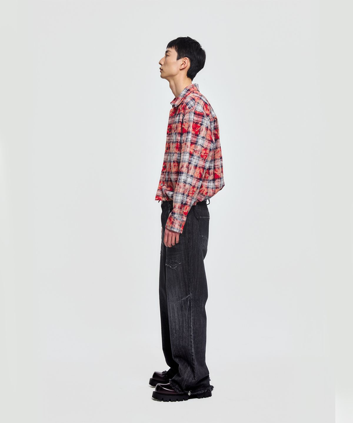엠티더블유(MTW) 스트링 디테일 빈티지 체크 셔켓