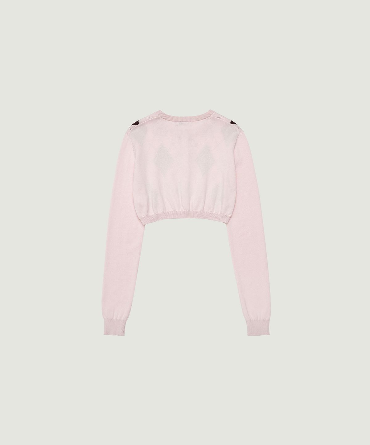 그로브(GROVE) VENI ARGYLE CROP CARDIGAN (PINK)