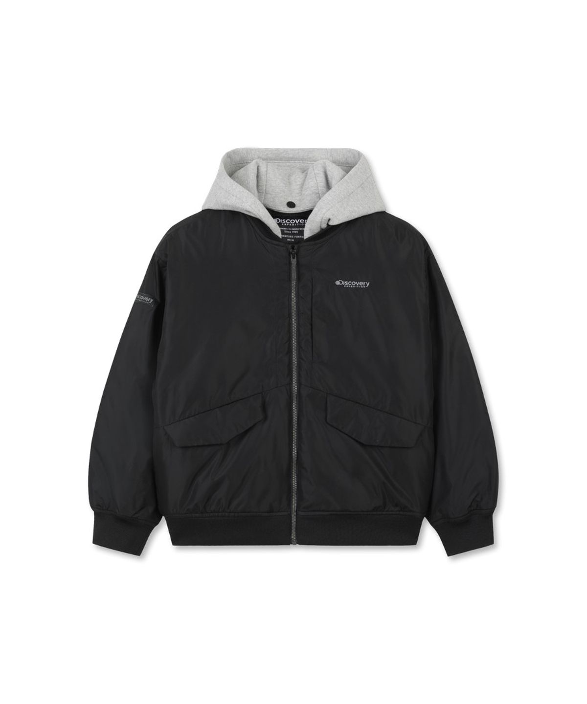 디스커버리 키즈(DISCOVERY KIDS) 키즈 후드 디태처블 봄버 패딩 점퍼 (BLACK)