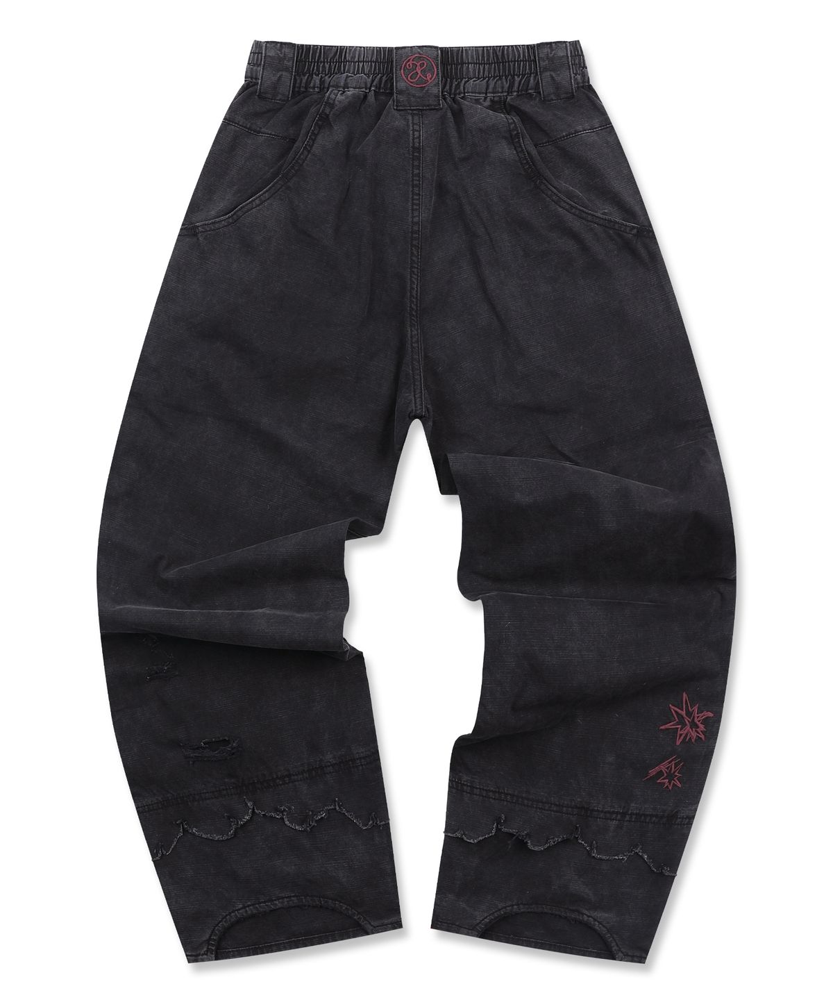 엑스톤즈(XTONZ) XP325 그런지 레이어드 워싱 코튼 팬츠 (BLACK)