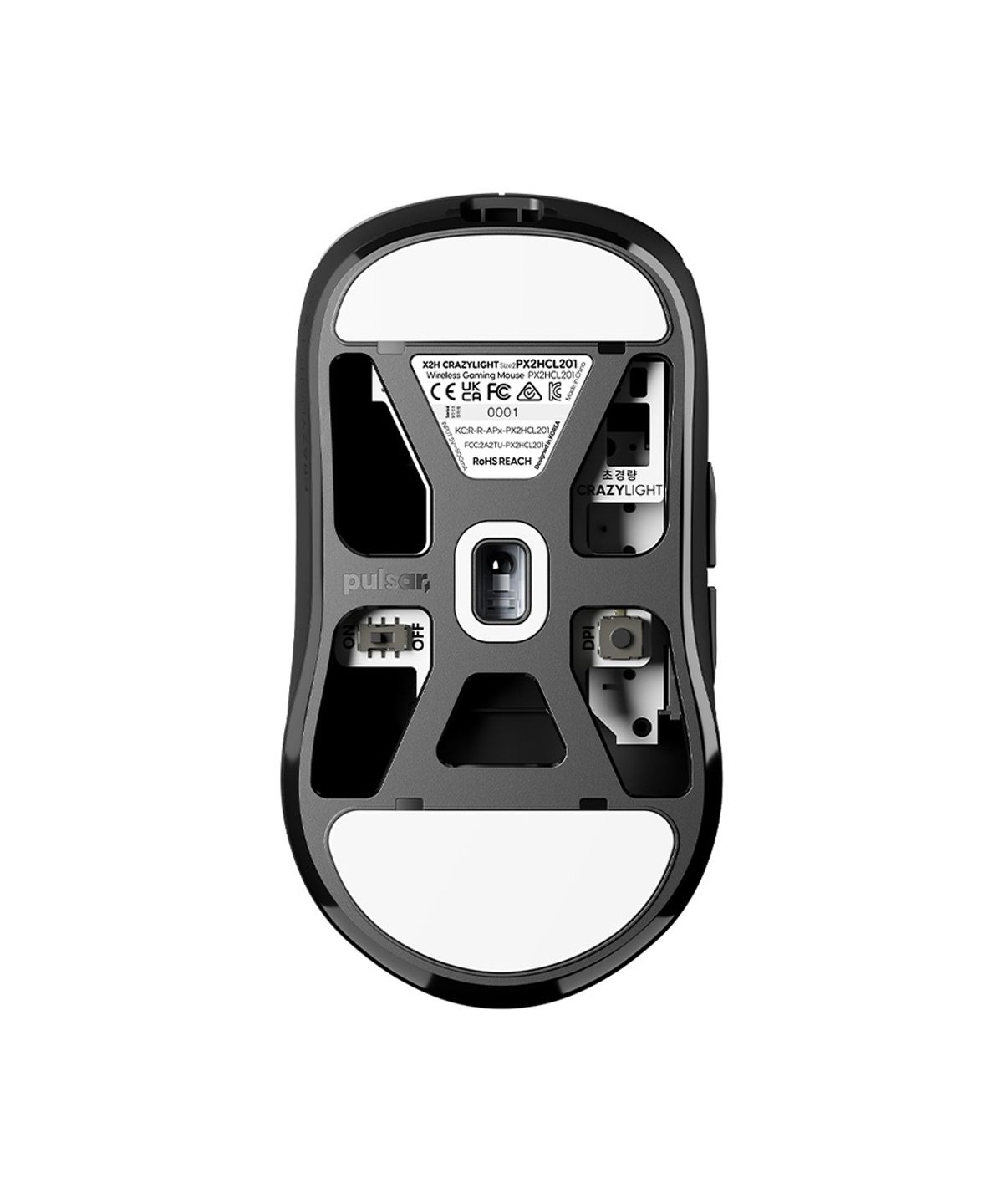 펄사(PULSAR) X2H CrazyLight 무선 게이밍 마우스 미디움 제트블랙색상(PX2HCL201)