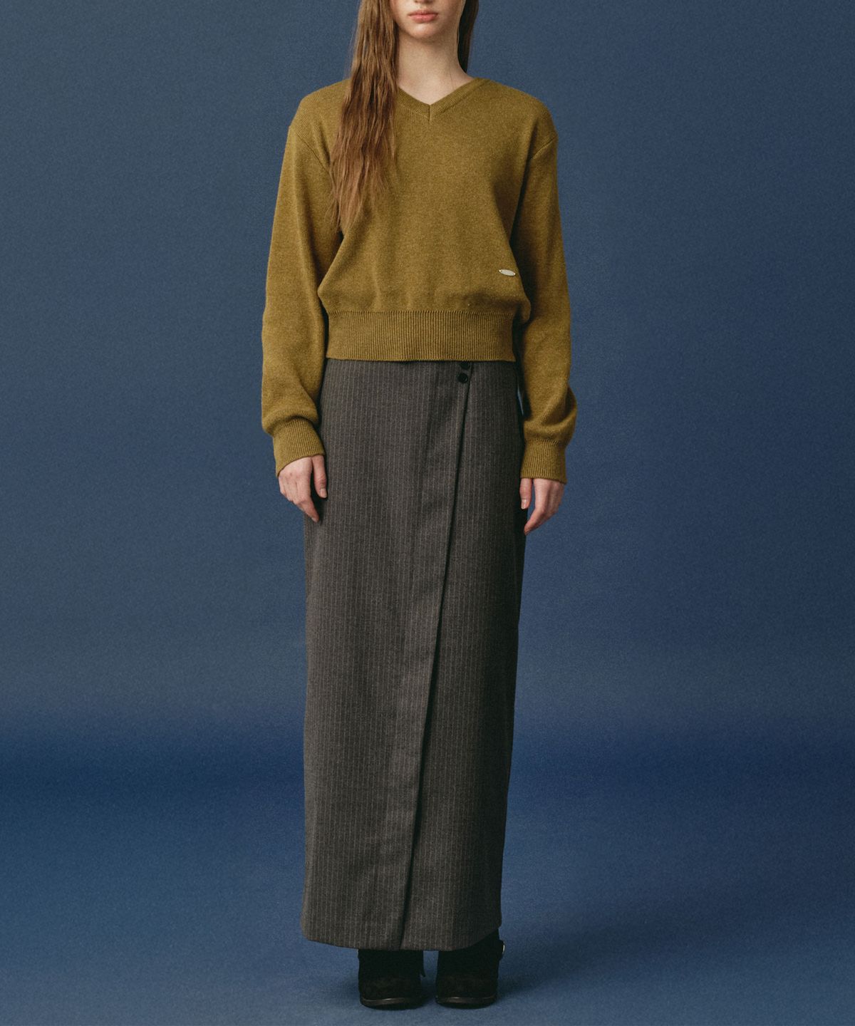 로시로우(LOSSYROW) Stripe Wrap Skirt Gray