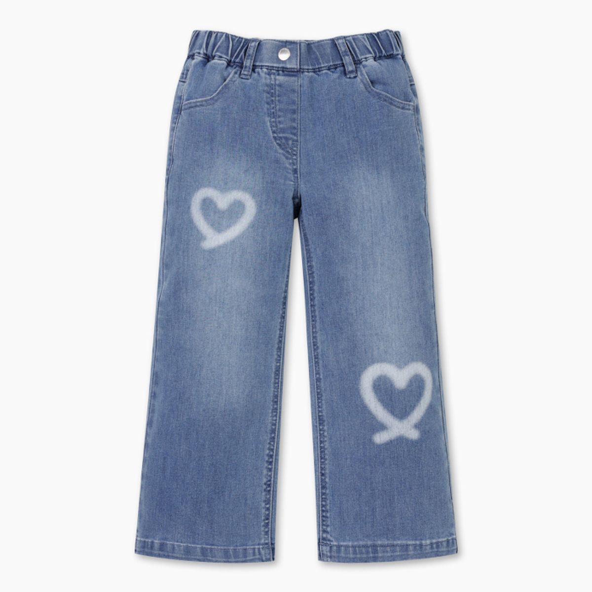 베네통키즈(BENETTONKIDS) 하트 포인트 부츠컷 데님 팬츠_QADP06611BL