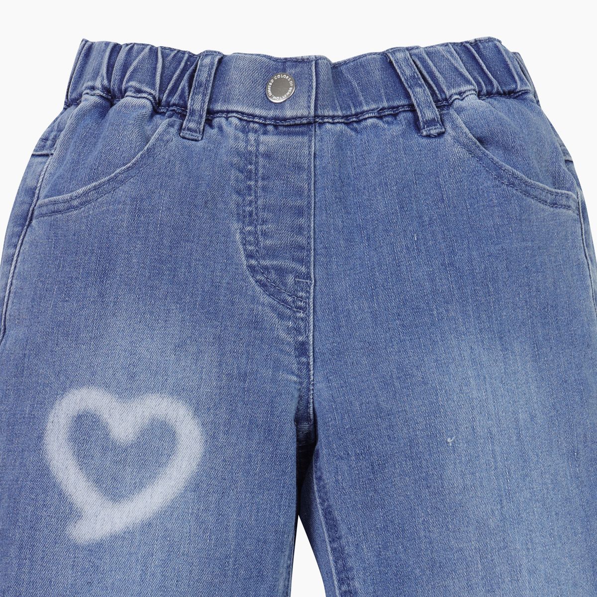 베네통키즈(BENETTONKIDS) 하트 포인트 부츠컷 데님 팬츠_QADP06611BL