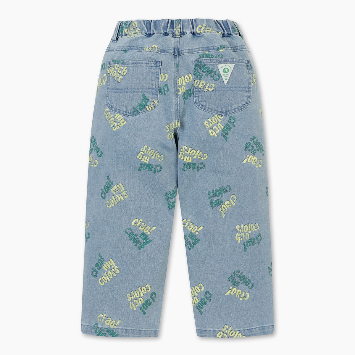 베네통키즈(BENETTONKIDS) 컬러스 레터링 데님 팬츠_QADP03611BL