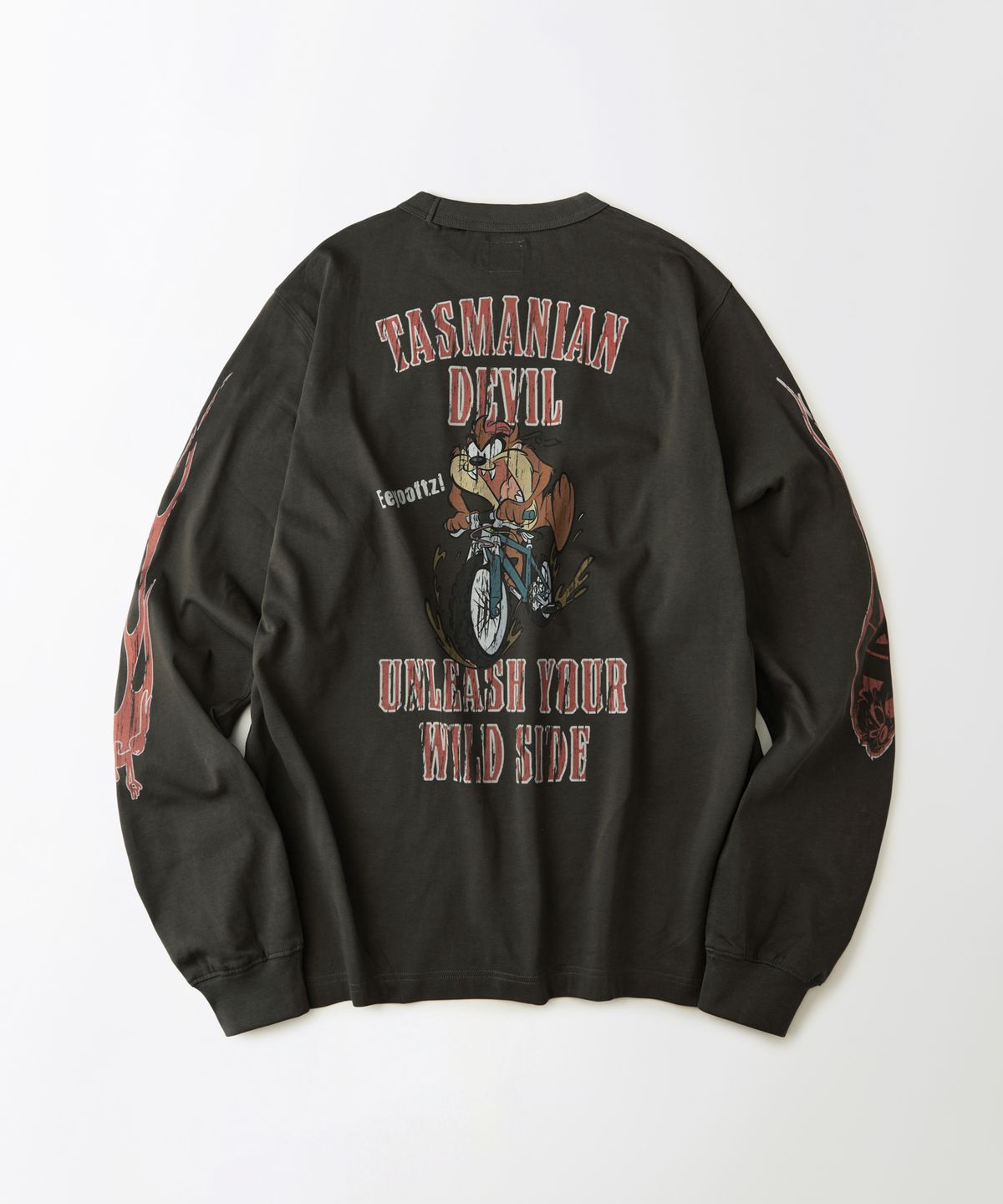 아웃스탠딩(OUTSTANDING) [LOONEY TUNES] LONG SLEEVE(TASMANIAN DEVIL)_CHARCOAL