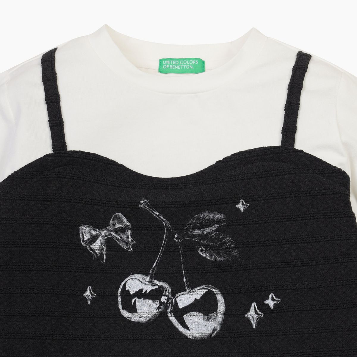 베네통키즈(BENETTONKIDS) 뷔스티에 레이어드 티셔츠_QATS13611BK