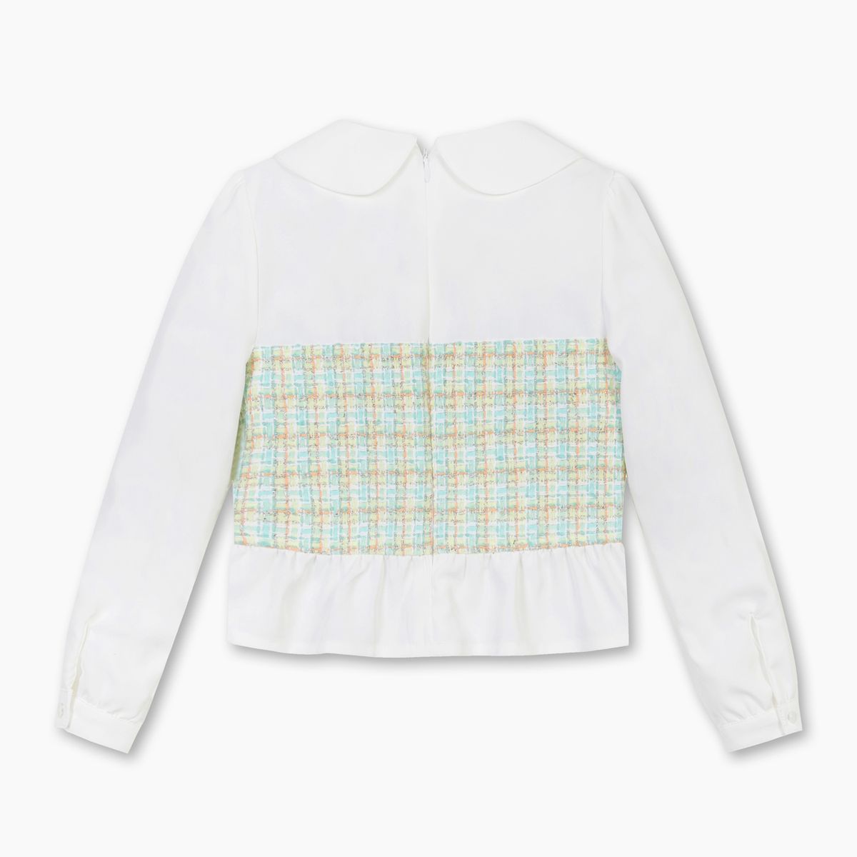 베네통키즈(BENETTONKIDS) 튤립 카라 트위드 블라우스_QAWS02611IV
