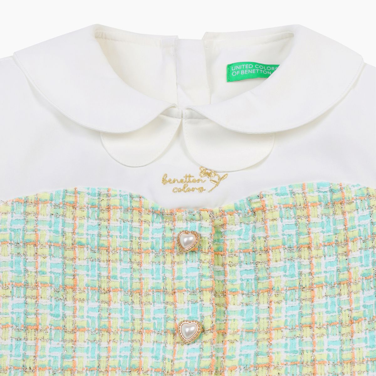 베네통키즈(BENETTONKIDS) 튤립 카라 트위드 블라우스_QAWS02611IV