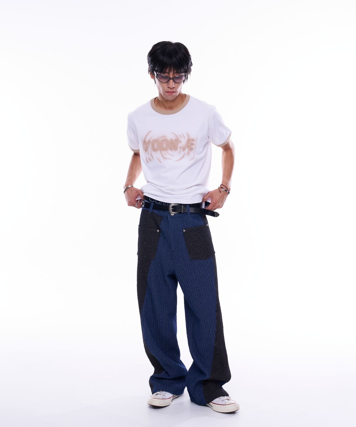 윤 애(YOON AE) YA Pattern Color-Block Denim Pants