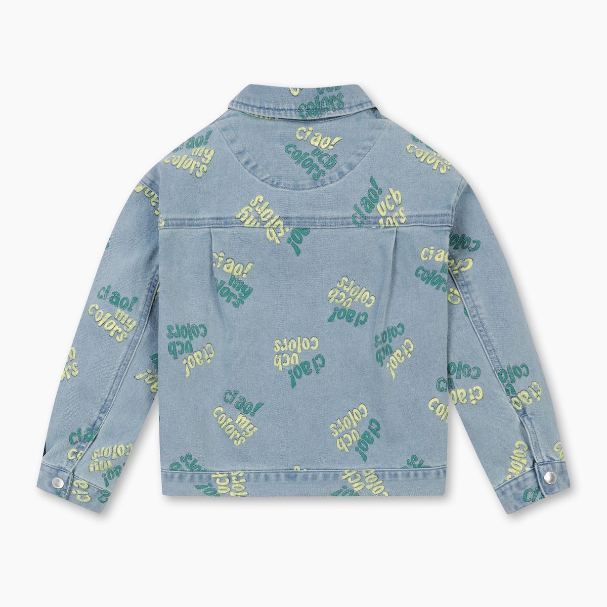 베네통키즈(BENETTONKIDS) 컬러스 레터링 데님 자켓_QAJK02611BL